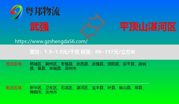 武强县到湛河区物流专线