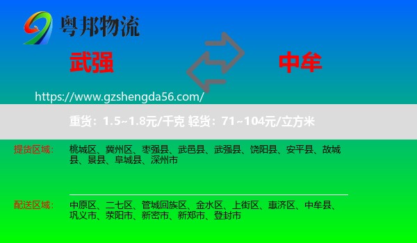 武强县到中牟县物流专线