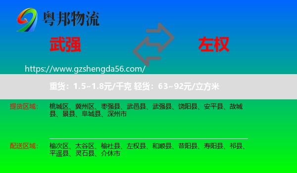 武强县到左权县物流专线