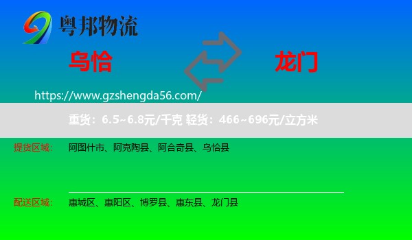 乌恰县到龙门县物流专线