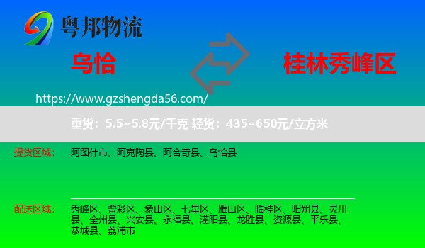 乌恰县到秀峰区物流专线