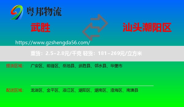 武胜县到潮阳区物流专线