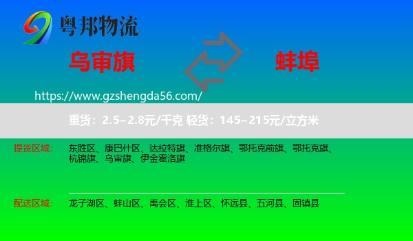 乌审旗到蚌埠物流