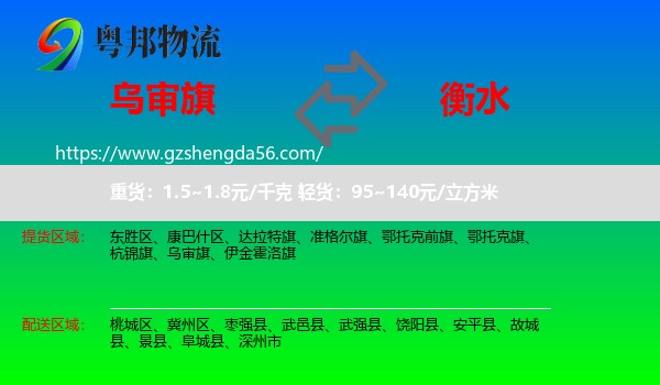 乌审旗到衡水物流