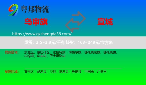 乌审旗到宣城物流