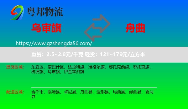 乌审旗到舟曲县物流专线