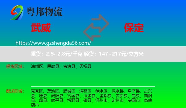 武威到保定物流