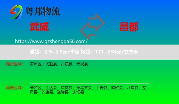 武威到昌都物流