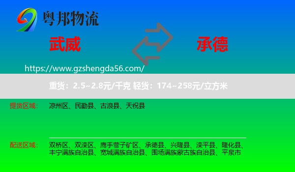 武威到承德物流