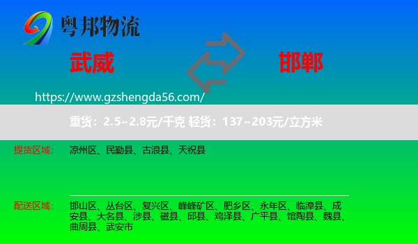 武威到邯郸物流