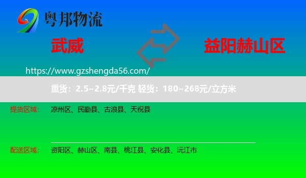 武威到赫山区物流专线