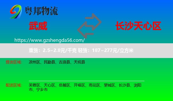 武威到天心区物流专线