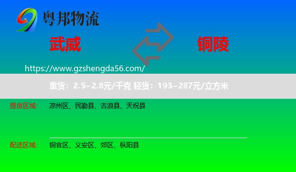 武威到铜陵物流