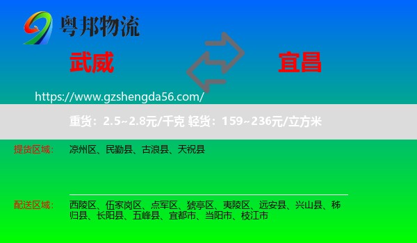 武威到宜昌物流