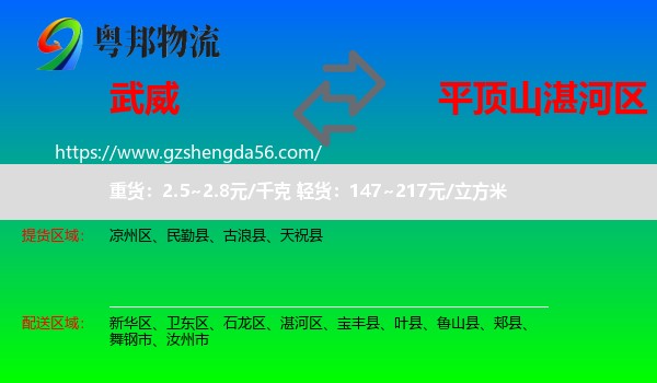 武威到湛河区物流专线