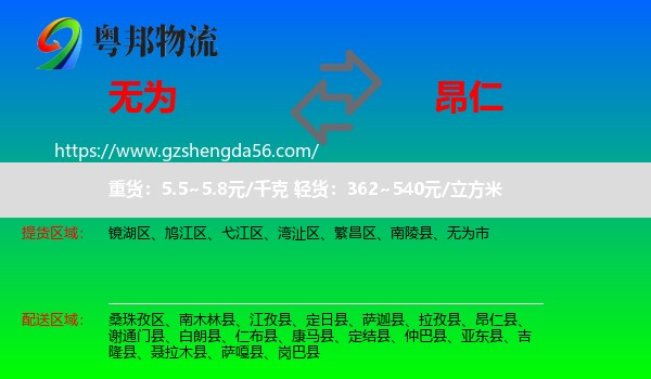 无为市到昂仁县物流专线