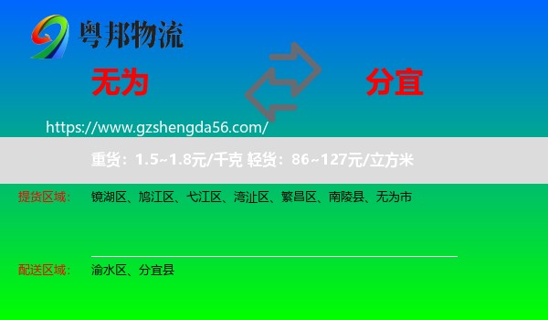 无为市到分宜县物流专线