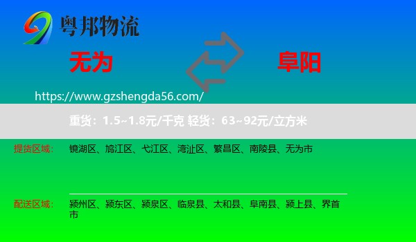 无为市到阜阳物流专线