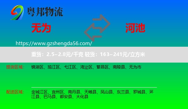 无为市到河池物流专线