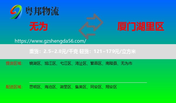 无为市到湖里区物流专线
