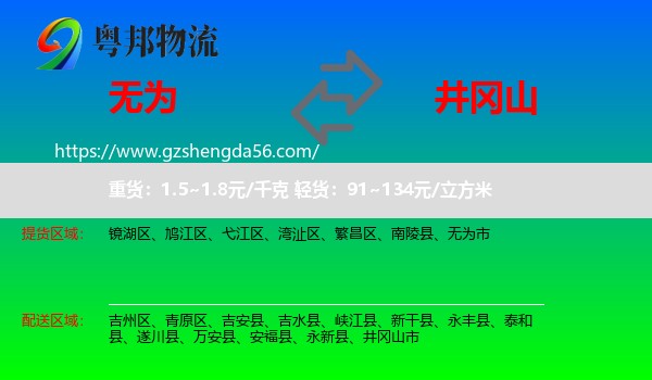 无为市到井冈山市物流专线