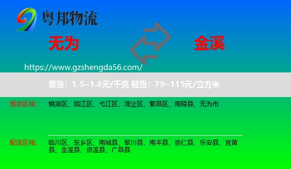 无为市到金溪县物流专线