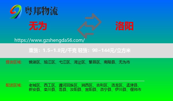 无为市到洛阳物流专线