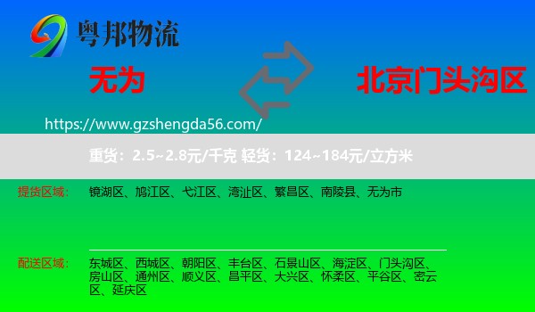 无为市到门头沟区物流专线