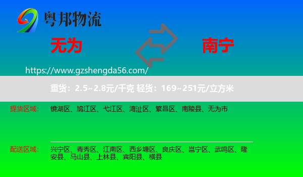 无为市到南宁专线