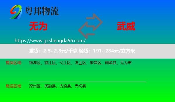无为市到武威物流专线