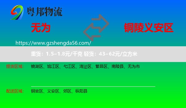 无为市到义安区物流专线