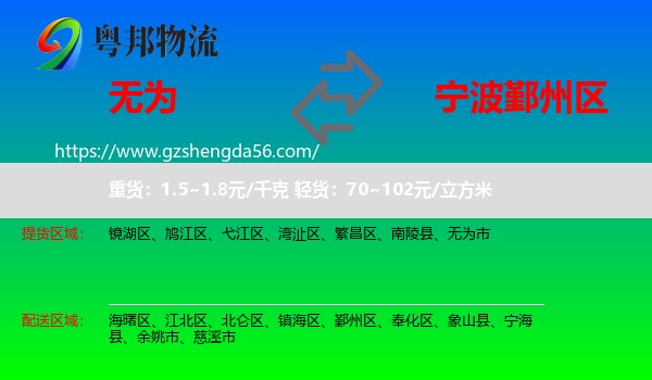 无为市到鄞州区物流专线