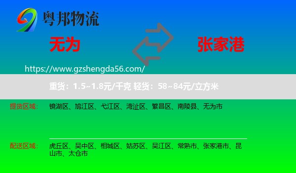 无为市到张家港市物流专线