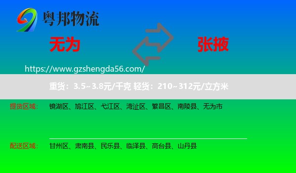 无为市到张掖物流专线