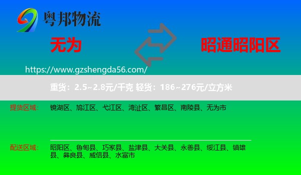 无为市到昭阳区物流专线