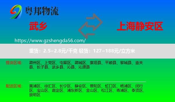 武乡县到静安区物流专线
