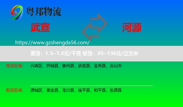 武宣县到河源物流专线