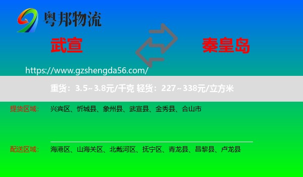 武宣县到秦皇岛物流专线