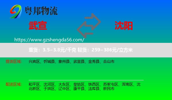 武宣县到沈阳专线