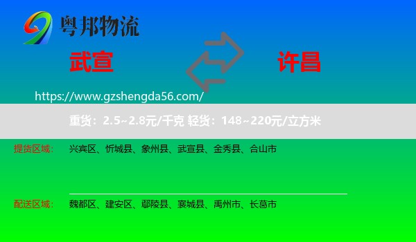 武宣县到许昌物流专线