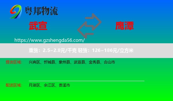 武宣县到鹰潭物流专线