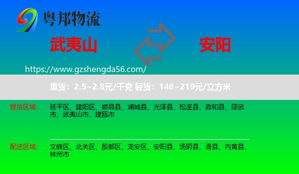 武夷山市到安阳物流