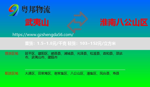 武夷山市到八公山区物流专线