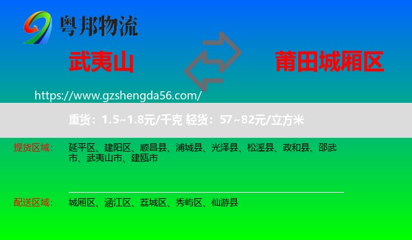 武夷山市到城厢区物流专线