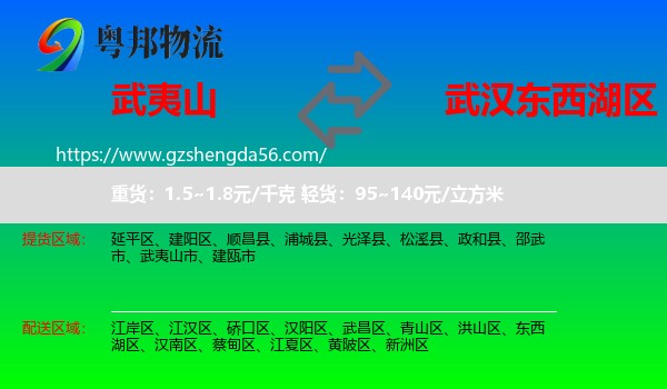 武夷山市到东西湖区物流专线
