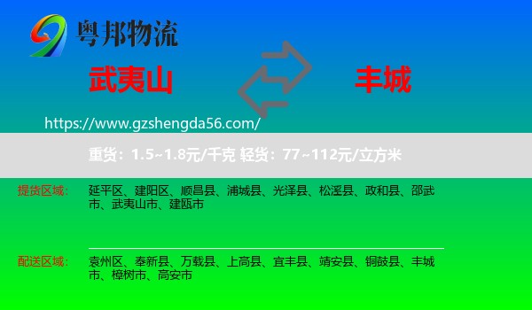 武夷山市到丰城市物流专线