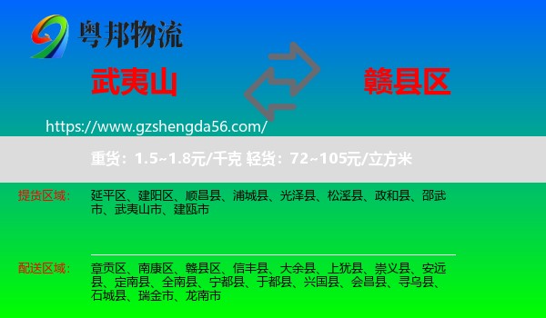 武夷山市到赣县区物流专线