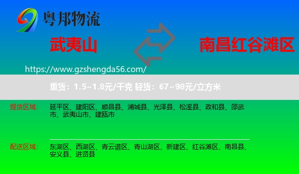 武夷山市到红谷滩区物流专线