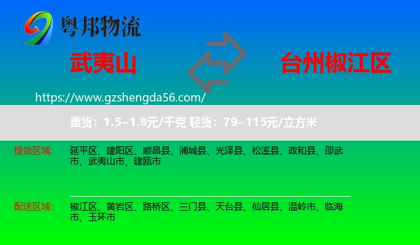 武夷山市到椒江区物流专线