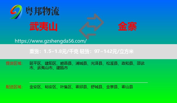 武夷山市到金寨县物流专线